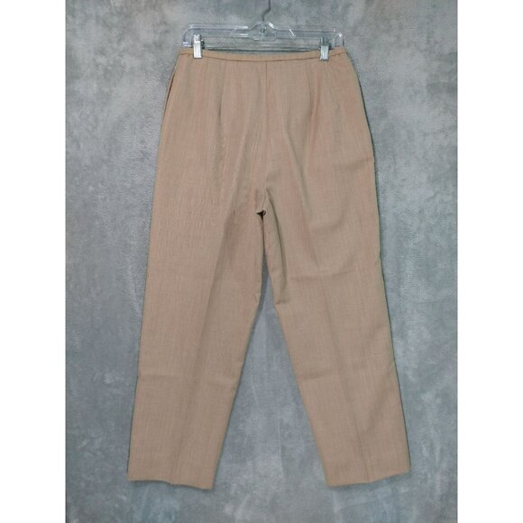 Vintage Pendleton Dress Pants Womens 10 Beige Virgin Wool Flat Front Trousers - Picture 2 of 8